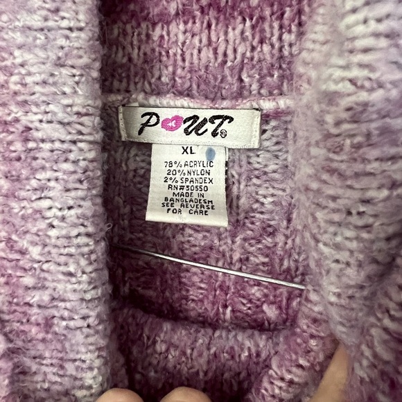 Y2K Purple Ombre Turtleneck Tunic Knit Sweater Top XL - Picture 3 of 3